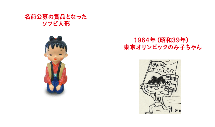 名前公募の賞品となった ソフビ人形/1964年（昭和39年） 東京オリンピックのみ子ちゃん