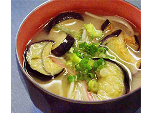 なすと素麺(そうめん)のおみそ汁